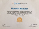 Scrum-Master-Zertifikat Herbert Kamper